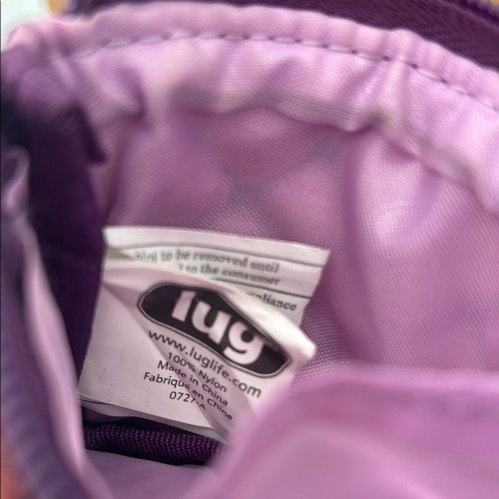 Lug Quilted Purple Coin Purse Zip Wallet Plum Cards Keys Money Travel Organize - Picture 4 of 5